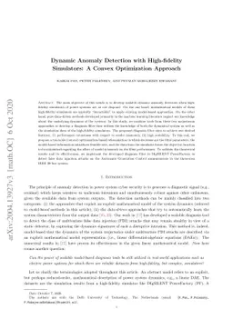 Dynamic Anomaly Detection with High-fidelity Simulators: A Convex
  Optimization Approach