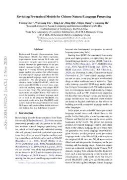 Revisiting Pre-Trained Models for Chinese Natural Language Processing