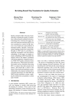 Revisiting Round-Trip Translation for Quality Estimation