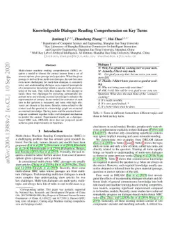 Knowledgeable Dialogue Reading Comprehension on Key Turns