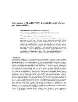 Convergence of IT and SCADA: Associated Security Threats and
  Vulnerabilities