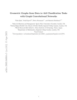 Geometric graphs from data to aid classification tasks with graph
  convolutional networks
