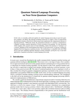 Quantum Natural Language Processing on Near-Term Quantum Computers