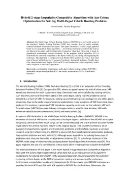 Hybrid 2-stage Imperialist Competitive Algorithm with Ant Colony
  Optimization for Solving Multi-Depot Vehicle Routing Problem