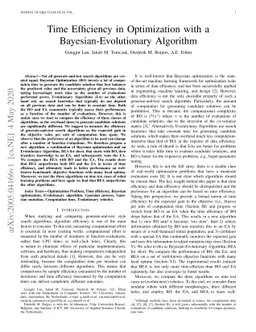 Time Efficiency in Optimization with a Bayesian-Evolutionary Algorithm