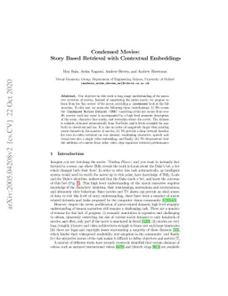 Condensed Movies: Story Based Retrieval with Contextual Embeddings