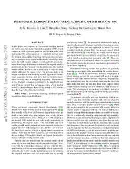 Incremental Learning for End-to-End Automatic Speech Recognition