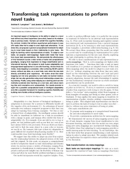 Transforming task representations to perform novel tasks