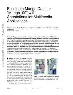 Building a Manga Dataset "Manga109" with Annotations for Multimedia
  Applications