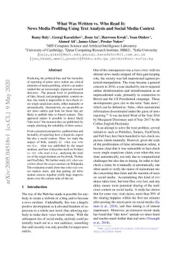 What Was Written vs. Who Read It: News Media Profiling Using Text
  Analysis and Social Media Context