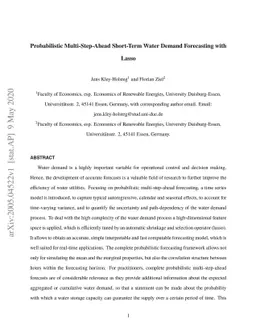 Probabilistic Multi-Step-Ahead Short-Term Water Demand Forecasting with
  Lasso