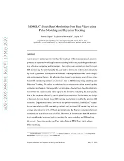 MOMBAT: Heart Rate Monitoring from Face Video using Pulse Modeling and
  Bayesian Tracking