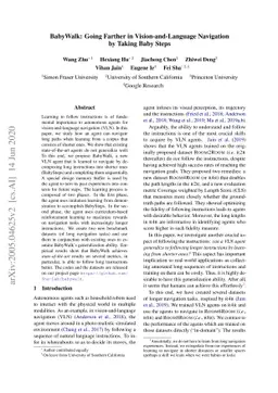 BabyWalk: Going Farther in Vision-and-Language Navigation by Taking Baby
  Steps