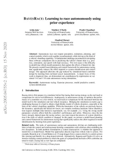 BayesRace: Learning to race autonomously using prior experience