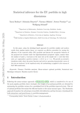Statistical inference for the EU portfolio in high dimensions