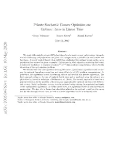 Private Stochastic Convex Optimization: Optimal Rates in Linear Time