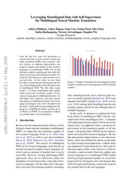 Leveraging Monolingual Data with Self-Supervision for Multilingual
  Neural Machine Translation