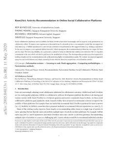 Keen2Act: Activity Recommendation in Online Social Collaborative
  Platforms