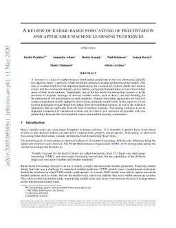 A review of radar-based nowcasting of precipitation and applicable
  machine learning techniques
