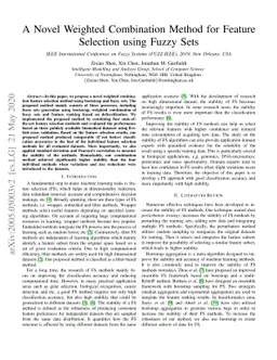 A Novel Weighted Combination Method for Feature Selection using Fuzzy
  Sets