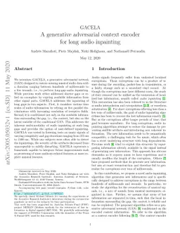 GACELA -- A generative adversarial context encoder for long audio
  inpainting