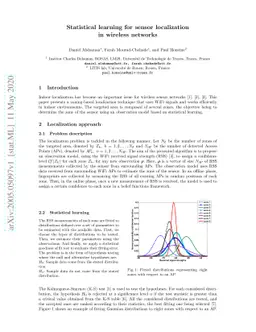 Statistical learning for sensor localization in wireless networks