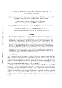 Evaluating Sparse Interpretable Word Embeddings for Biomedical Domain
