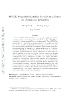 SPADE: Sequential-clustering Particle Annihilation via Discrepancy
  Estimation
