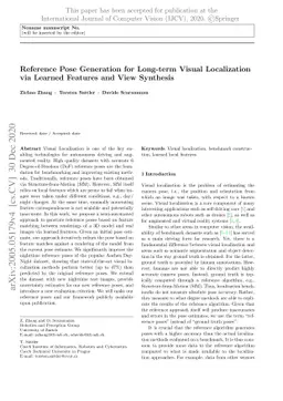 Reference Pose Generation for Long-term Visual Localization via Learned
  Features and View Synthesis