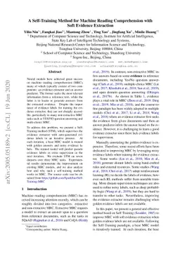 A Self-Training Method for Machine Reading Comprehension with Soft
  Evidence Extraction
