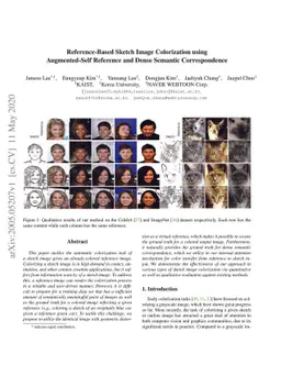Reference-Based Sketch Image Colorization using Augmented-Self Reference
  and Dense Semantic Correspondence