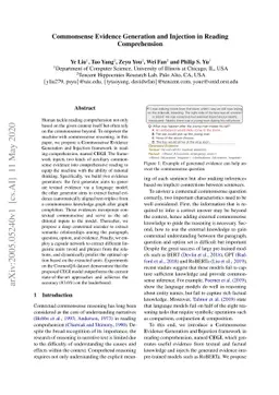 Commonsense Evidence Generation and Injection in Reading Comprehension