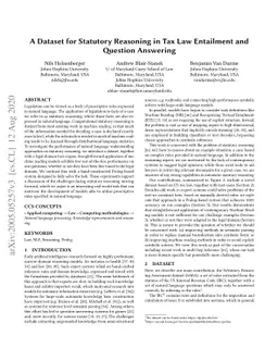 A Dataset for Statutory Reasoning in Tax Law Entailment and Question
  Answering