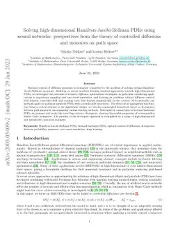 Solving high-dimensional Hamilton-Jacobi-Bellman PDEs using neural
  networks: perspectives from the theory of controlled diffusions and measures
  on path space