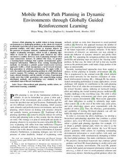 Mobile Robot Path Planning in Dynamic Environments through Globally
  Guided Reinforcement Learning