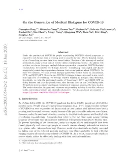 On the Generation of Medical Dialogues for COVID-19