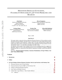 Monotone Boolean Functions, Feasibility/Infeasibility, LP-type problems
  and MaxCon