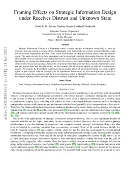 Framing Effects on Strategic Information Design under Receiver Distrust
  and Unknown State