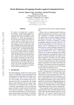 On the Robustness of Language Encoders against Grammatical Errors