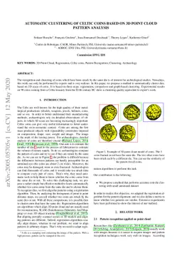 Automatic clustering of Celtic coins based on 3D point cloud pattern
  analysis