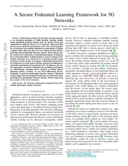 A Secure Federated Learning Framework for 5G Networks