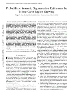 Probabilistic Semantic Segmentation Refinement by Monte Carlo Region
  Growing
