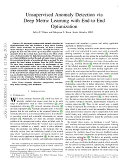 Unsupervised Anomaly Detection via Deep Metric Learning with End-to-End
  Optimization