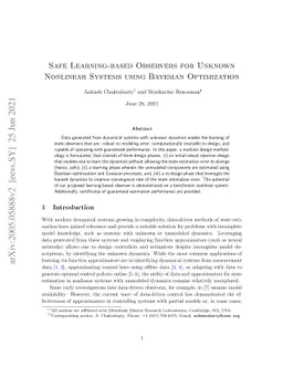 Safe Learning-based Observers for Unknown Nonlinear Systems using
  Bayesian Optimization