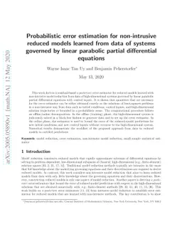 Probabilistic error estimation for non-intrusive reduced models learned
  from data of systems governed by linear parabolic partial differential
  equations