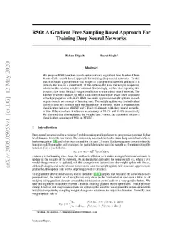 RSO: A Gradient Free Sampling Based Approach For Training Deep Neural
  Networks