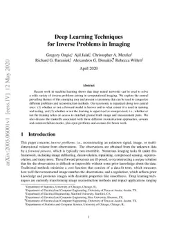 Deep Learning Techniques for Inverse Problems in Imaging
