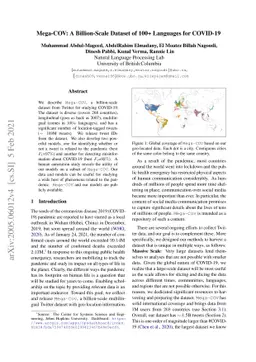 Mega-COV: A Billion-Scale Dataset of 100+ Languages for COVID-19