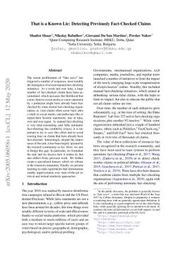 That is a Known Lie: Detecting Previously Fact-Checked Claims