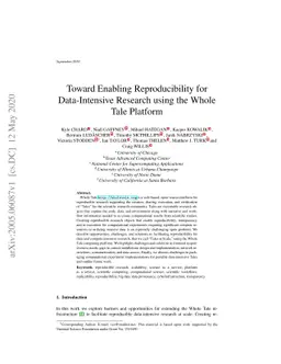 Toward Enabling Reproducibility for Data-Intensive Research using the
  Whole Tale Platform